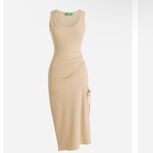 Worn only once J crew Ruched midi dress in vintage rib!